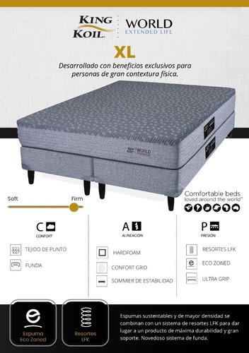 Conjunto Sommier King Koil Xl Extended Life 200x200 130 Kg