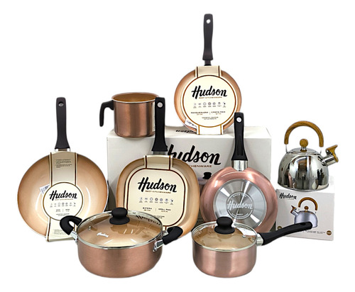 Set Batería Ollas Cobre Hudson 10 Piezas Antiadherente 