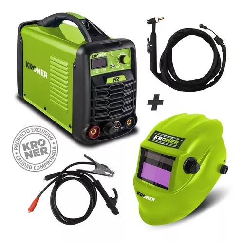 Soldadora Inverter Kroner Tig - Mma 250 Amp (2 En 1) Calidad Profesional  Premium + Máscara Fotosensible Verde