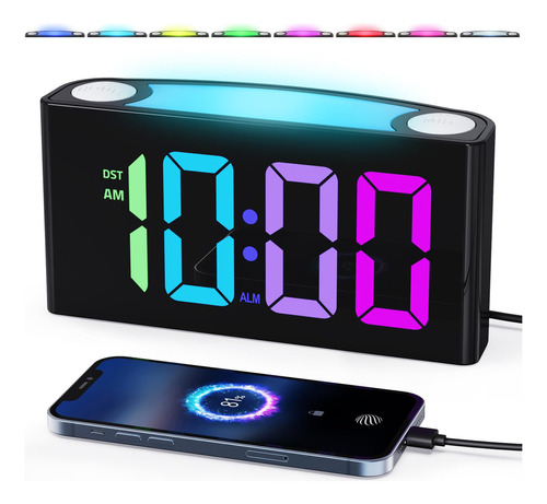 Pplee Rgb Digital Clock-alarm Clocks For Bedrooms,large Bold