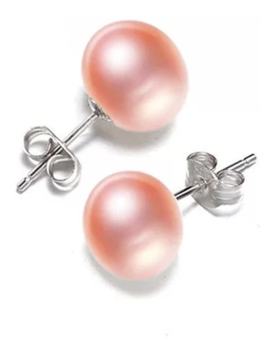 Aros Perla Natural Pasador Plata 925 Rosado / Todojoyas