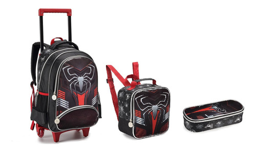 Kit Escolar Mochila Com Rodinhas Meninos Spider Aranha 2023