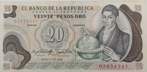 Billete 20 Pesos Oro 1 Ene 1983 Unc