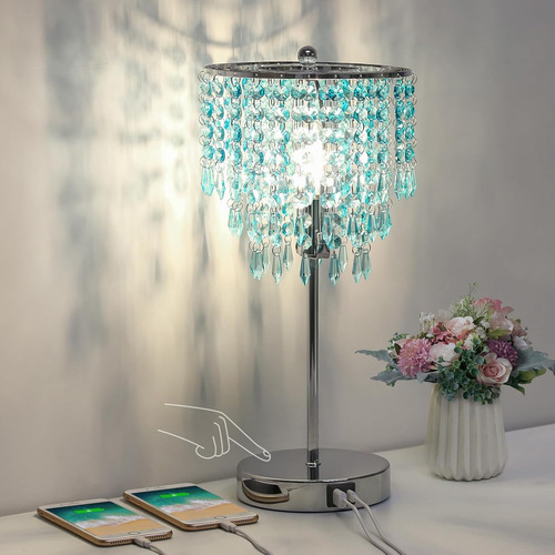 Lámpara De Mesa De Cristal Con Control Táctil, Lámpara De Me
