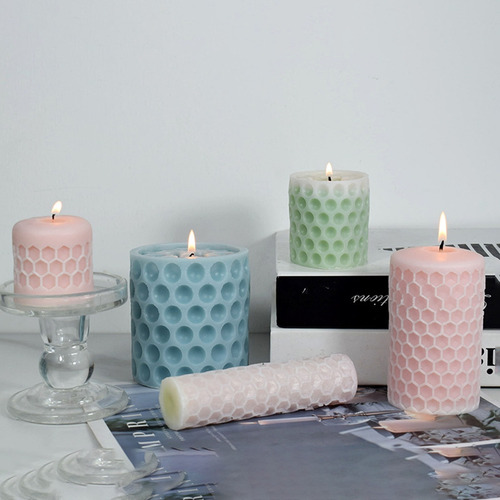 Molde Cilíndrico De Silicona Para Velas En Forma De Panal De