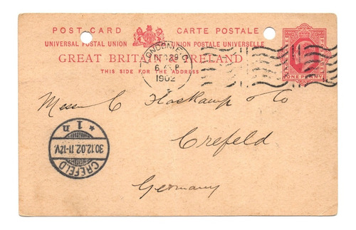 Postal Antigua De Gran Bretaña 1902