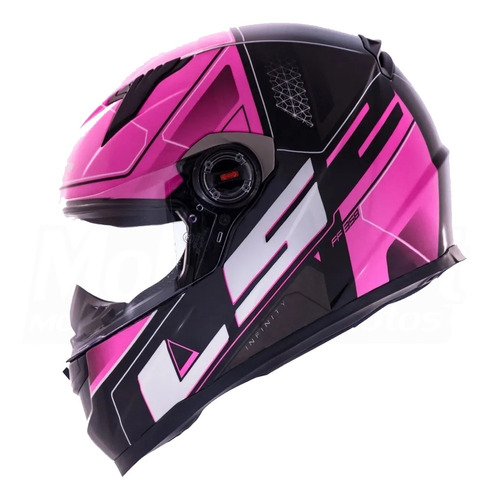 Capacete Fechado Feminino Ls2 Ff358 Ultra Preto Rosa Pink