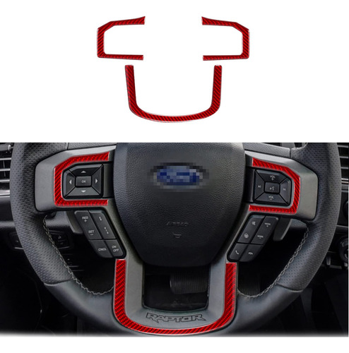 Nuoozy Para Cubierta Volante Fibra Carbono Ford F150 Rojo 3