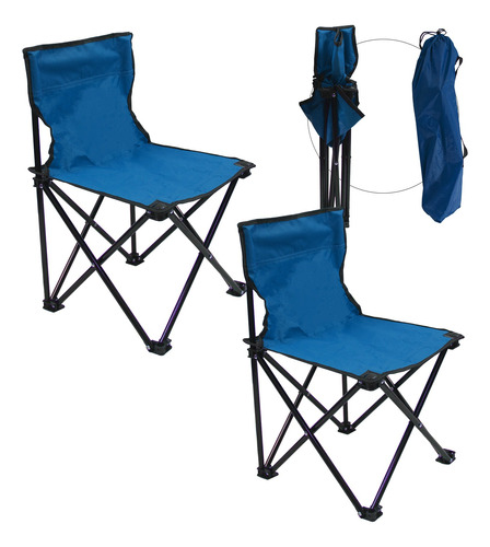 2 Sillas Plegables De Camping Playa Outdoors Grandes 60x45cm