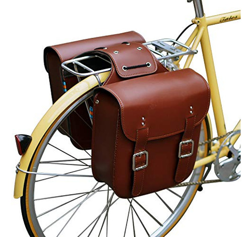 Senqi Bolsa De Cuero Retro Para Bicicleta, Bolsa Trasera Par