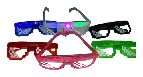 6 Lentes Anteojos Pixelados Led  Cotillon Luminoso  Fiesta