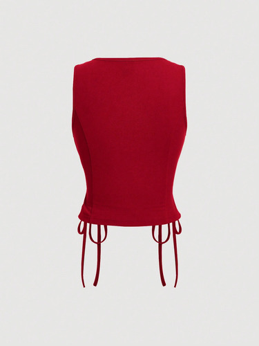 Camiseta Sin Mangas Roja De Verano Con Tirantes Cruzados Y B