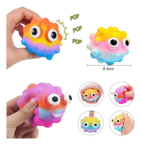 Pelota Sensorial Carita Pop Antiestrés Tdah, Autismo, Tps Multicolor