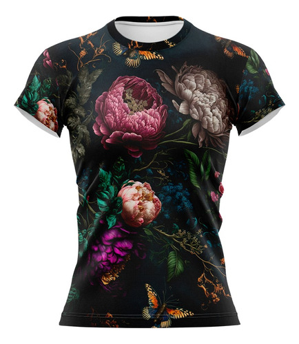 Remera Dama, Flores Rosadas Y Naranjas Mod 6 