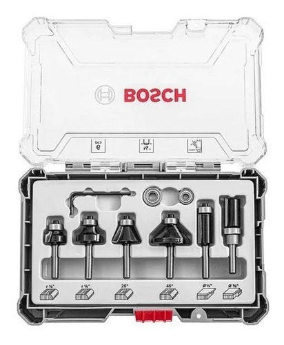Fresas Bosch Tupi Router Encastre 1/4 6mm Estuche Kit 6 Pzs