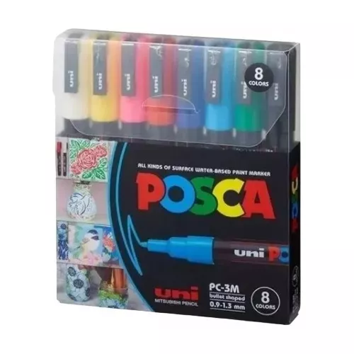 Marcadores Posca pc 5m estuche x8 Colores clasicos