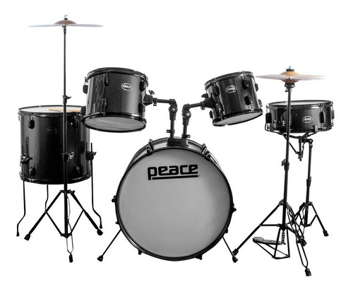 Batería Acústica Adulto Peace Bat01n 5 Piezas Negra