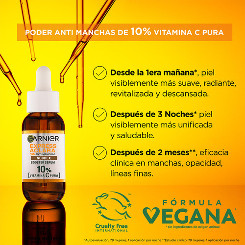 Sérum Noche Express Aclara Vitamina C Garnier Skin Active
