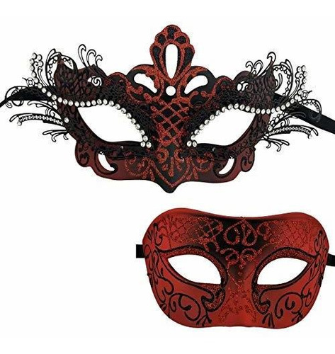 Xvevina Couple Masquerade Metal Masks Venetian Halloween Cos