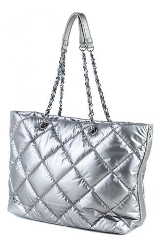 Cartera Mujer Xl Extra Large Damaris Plateado