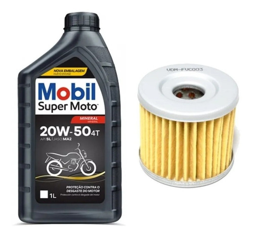 Kit Filtro De Óleo Suzuki Burgman 125 + 1 Óleo Mobil 20w50