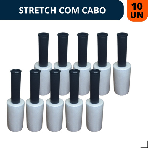 10 Rolo Filme Stretch P/ Volante E Mala 10cm C/ Cabo 