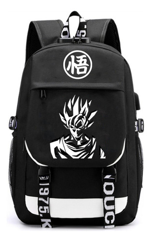 Mochilas Escolares Estudiantes Luminous Usb Carga Goku Negro