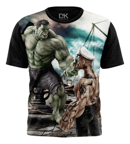 Camisa Camiseta Popeye Vs Hulk Super Herói