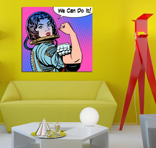 Cuadro 45x45cm We Can Do It Pop Art Comic Astro Feminista