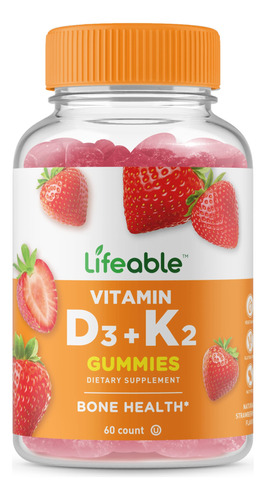Lifeable Vitamina D3 + K2  Suplemento De Gomitas De Gran Sa
