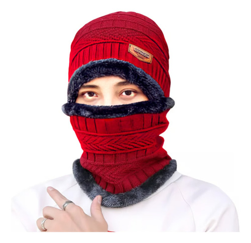 Beanie Con Cuellera: Gorro Rojo Con Bufanda