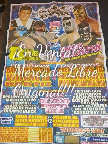  Mega Cartel Lucha Libre 86x56 Cm Original Antiguo Detalles 