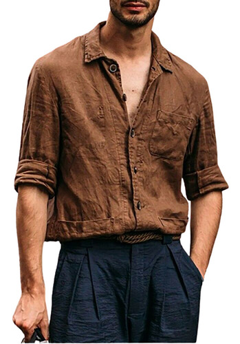 Cárdigan De Hombre Camisa De Manga Larga De Algodón Y Lino 2 Cárdigan De Hombre Camisa De Manga Larga De Algodón Y Lino 2