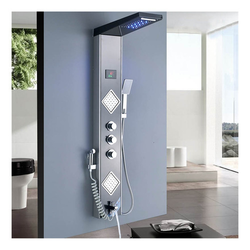 Cascada De Lluvia Led Panel De Ducha Columna De Ducha Negra