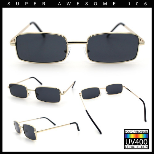 Sa106 Mens Retro Vintage Estrecha Rectangular Pimp Metal ...