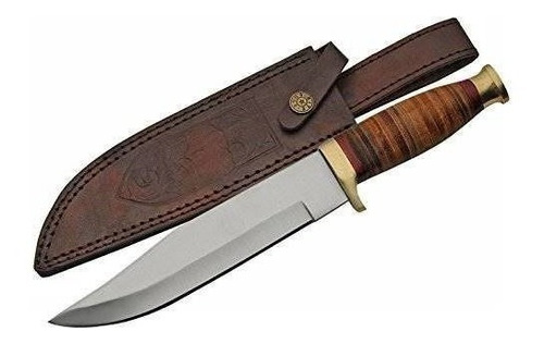 Szco Supplies Cuchillo De Caza De Cuero Apilado Bowie Knife