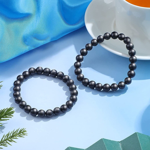 2 Piezas Pulsera Shungit Radiación Protección Emf Pulseras