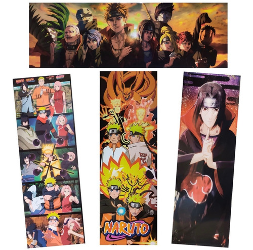 Naruto Set A 4 Posters Largos Plastificado Kakashi Tobi 82cm