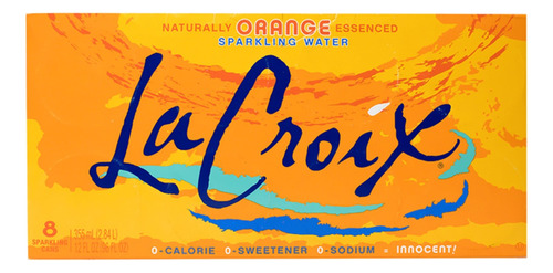 8 Pack Agua Mineral Sabor Naranja La Croix 355 Ml.