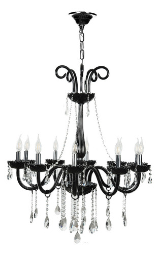 Candil Colgante Gamalux Palace Cristal Negro De 10 Luces