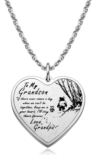 Ralukiia To My Grandson Collar Llavero De Abuelo, Pooh Bear 