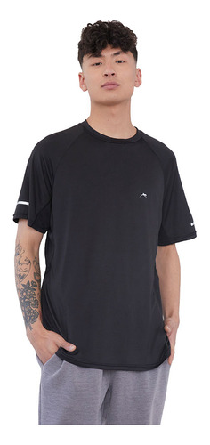 Polera Hombre Deportiva Poliéster M/c Negro Corona