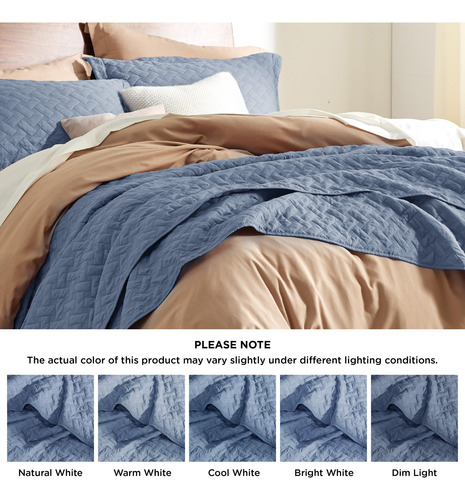 Juego De Cama Queen Edredón Ligero Colcha Azul 1 Edredón 2 F