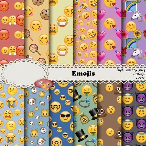 Kit Imprimible   Emojis 04 - 12 Fondos  Ver Promo