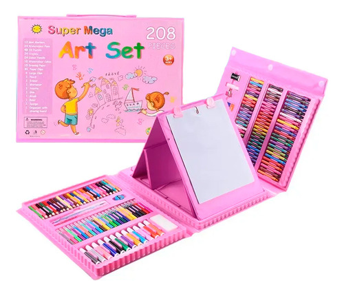 Súper Mega Art Set 208 Lápices Crayones Acuarelas Colores