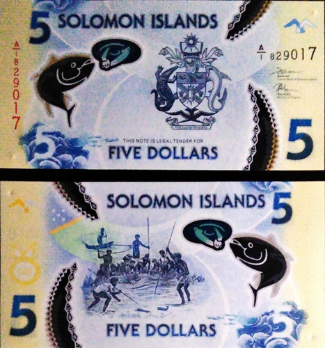 Billete De Islas Salomon 5 Dolares Polimero Unc
