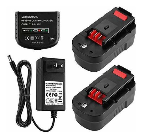 2pack 3 5a-h Reemplazo Hpb18 Negro Y Decker 18v ??bater...