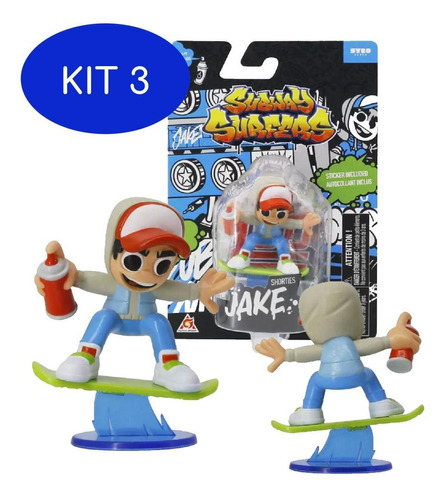 Kit 3 Boneco Jake Subway Surfers 5cm - Bang Toys