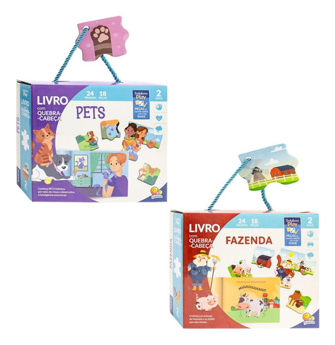 Coleção Todolivro Play 2 Anos + Quebracabeça 2 Vol: Pets + Fazenda, De Todolivro. Editorial Kit De Livros, Capa Mole, Edição 20230101 00:00:00 Em