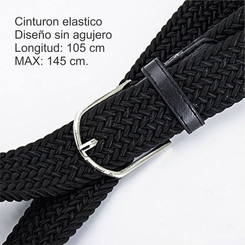 105-110 cm Cinturón elástico trenzado unisex extensible sin agujero para hombre y mujer YEHMAN 